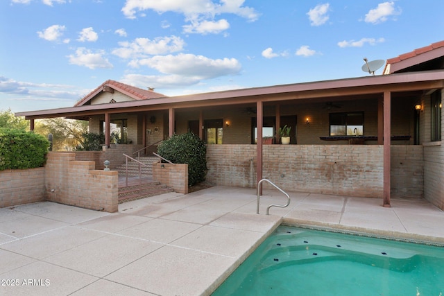 1503 N Thrasher Ln, Wickenburg, AZ 85390 - outdoor pool with a patio area and ceiling fan