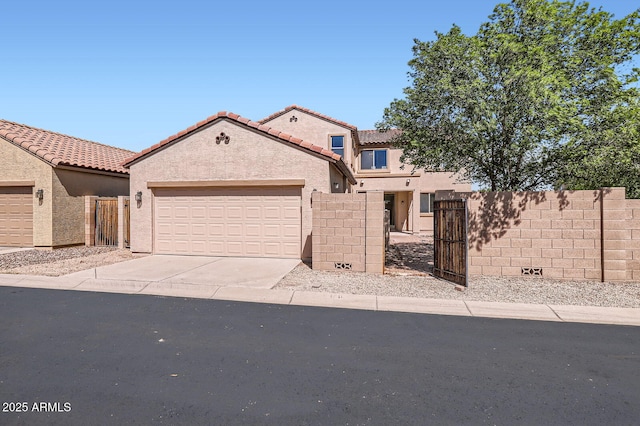 1710 S Parkcrest St, Gilbert, AZ 85295 - view of front of house featuring an attached garage, stucco siding, concrete driveway, and a tiled roof