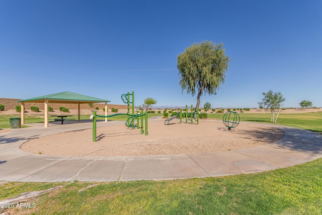 view of play area featuring a gazebo
