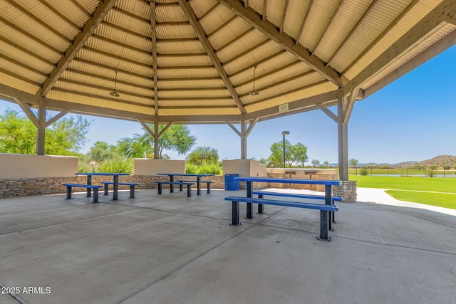 view of community with a gazebo and a patio