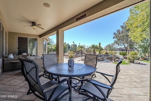 view of patio with ceiling fan