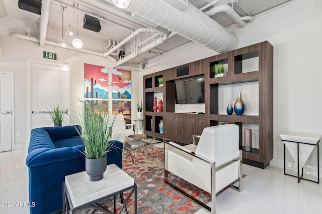 view of tiled living room