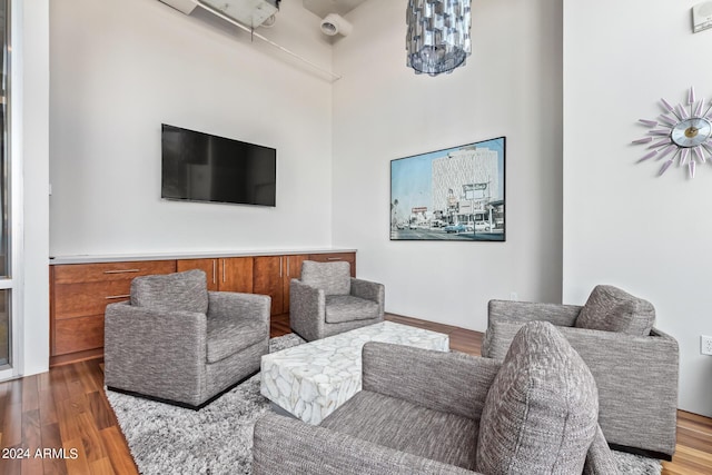 living room with hardwood / wood-style flooring