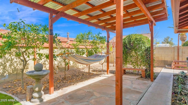 view of patio with a fenced backyard