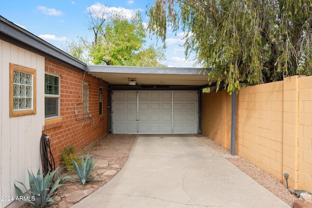 view of garage