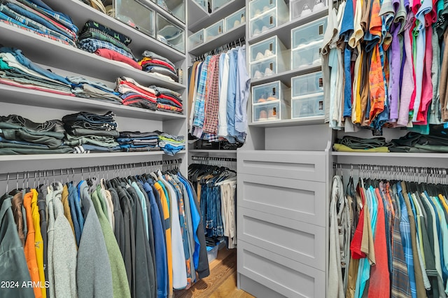 walk in closet featuring hardwood / wood-style floors