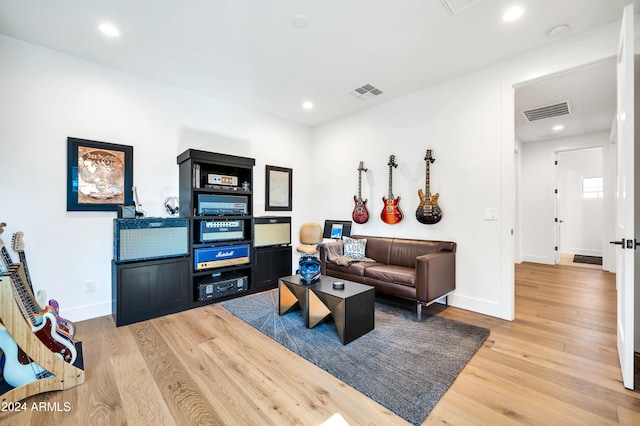 living room with light wood-type flooring