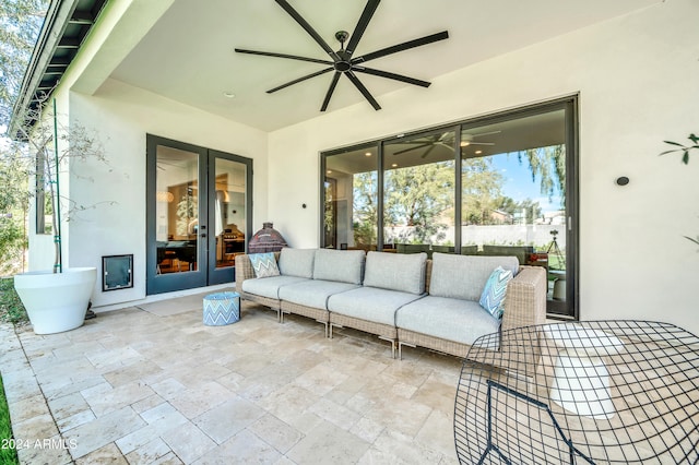 exterior space with an outdoor hangout area and french doors