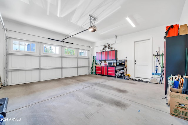 garage with a garage door opener