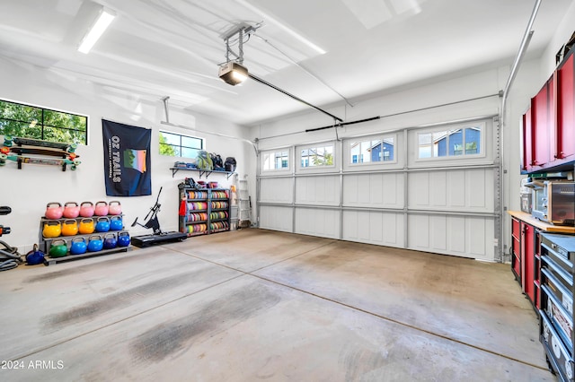 garage with a garage door opener