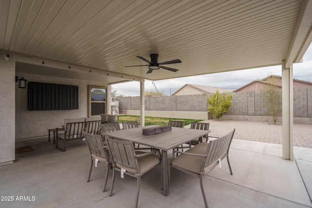 view of patio / terrace with ceiling fan