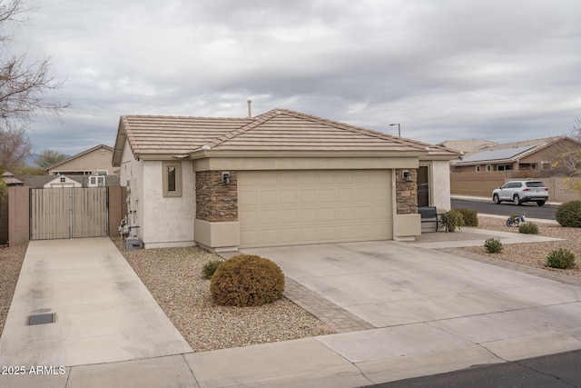 single story home with a garage