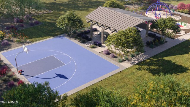 10105 E Ulysses Ave, Mesa, AZ 85212 - view of sport court featuring a yard and basketball hoop