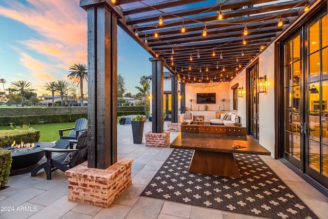 5929 E Indian School Rd, Phoenix, AZ 85018 - view of patio / terrace featuring an outdoor fire pit and a pergola