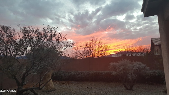 view of yard at dusk