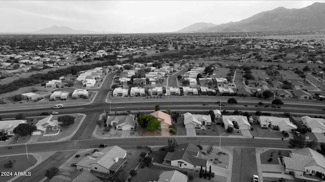 aerial view featuring a residential view and a mountain view