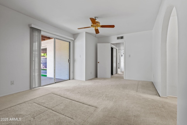 2264 S Don Carlos, Mesa, AZ 85202 - unfurnished bedroom with carpet, access to exterior, and ceiling fan