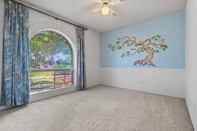 2264 S Don Carlos, Mesa, AZ 85202 - carpeted empty room featuring a textured ceiling and a ceiling fan