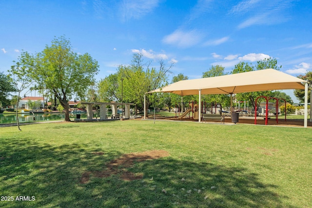 2264 S Don Carlos, Mesa, AZ 85202 - view of property's community featuring a yard and a water view