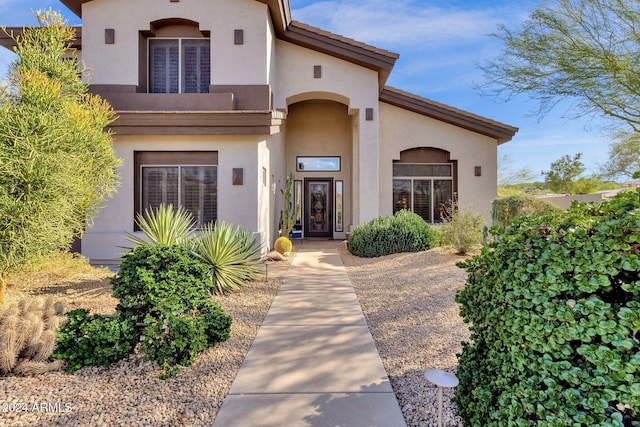 15439 E Acacia Way, Fountain Hills, AZ 85268 - doorway to property featuring stucco siding