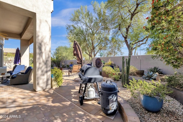 view of patio featuring area for grilling