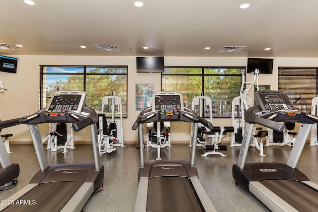 gym featuring a wealth of natural light