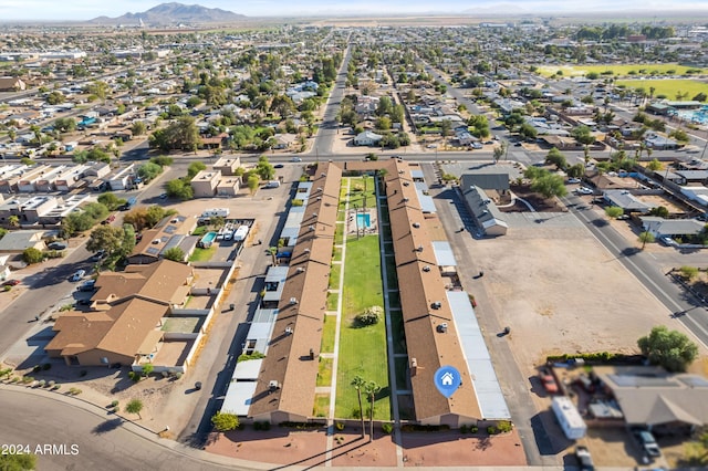 aerial view with a mountain view