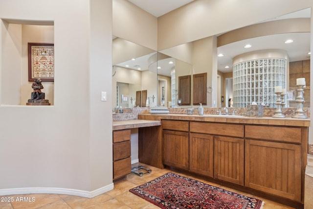 bathroom featuring vanity and tile patterned floors