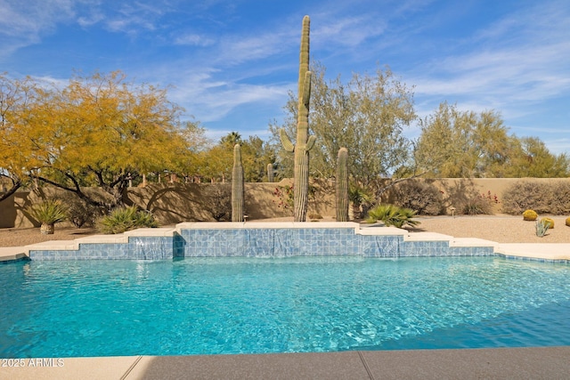 view of pool featuring pool water feature