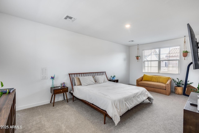 bedroom featuring visible vents and carpet floors