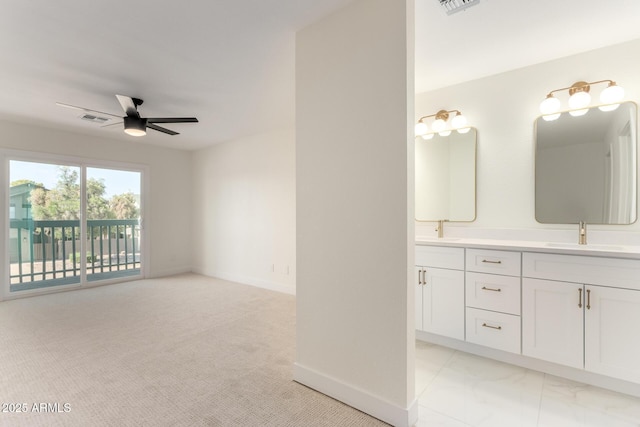 1521 W Jacinto Ave, Mesa, AZ 85202 - bathroom with double vanity and ceiling fan