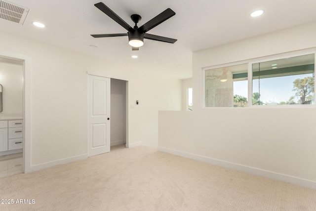 1521 W Jacinto Ave, Mesa, AZ 85202 - unfurnished bedroom with light colored carpet, recessed lighting, ceiling fan, and access to exterior