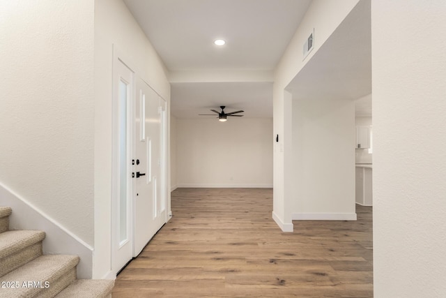1521 W Jacinto Ave, Mesa, AZ 85202 - hallway with light wood-style flooring, recessed lighting, and stairs