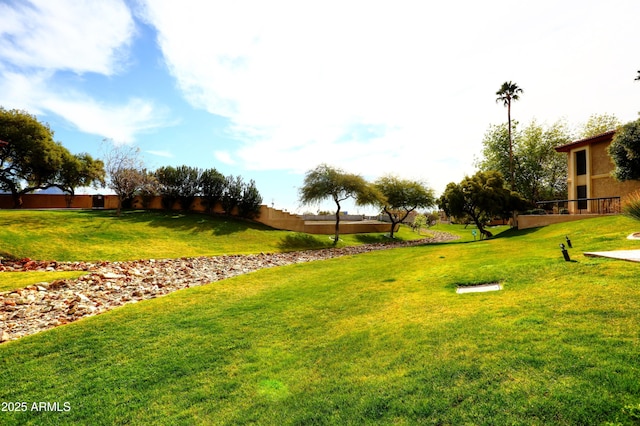 view of yard featuring fence