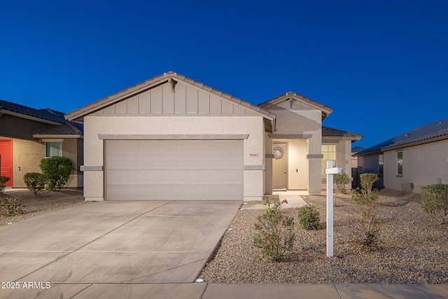 single story home with a garage