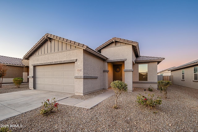 view of front of home with a garage