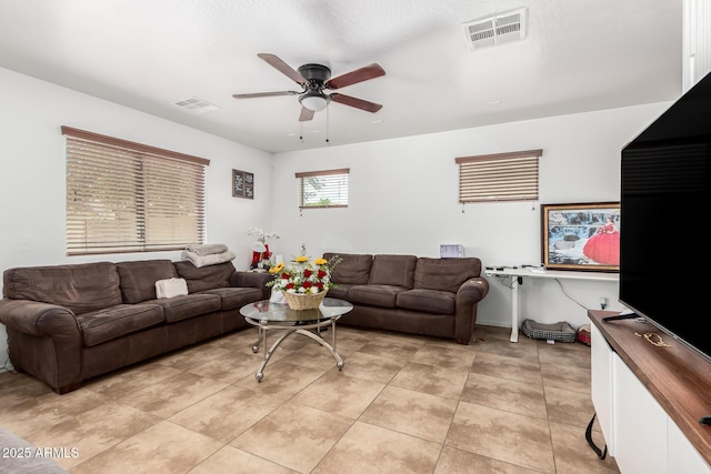 9236 N 184th Ln, Waddell, AZ 85355 - living room featuring a ceiling fan and light tile patterned flooring