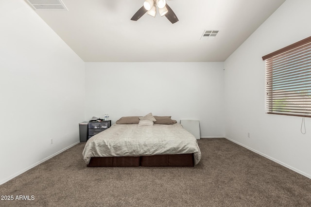 9236 N 184th Ln, Waddell, AZ 85355 - carpeted bedroom with baseboards, a ceiling fan, and lofted ceiling