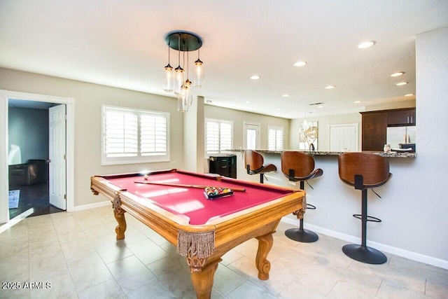 rec room with billiards