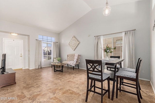 1381 W Gary Dr, Chandler, AZ 85224 - dining room with baseboards and high vaulted ceiling