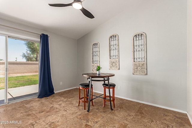 1381 W Gary Dr, Chandler, AZ 85224 - dining area with lofted ceiling and a ceiling fan