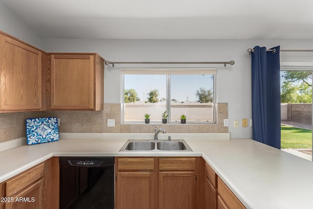 1381 W Gary Dr, Chandler, AZ 85224 - kitchen with dishwasher, light countertops, and decorative backsplash