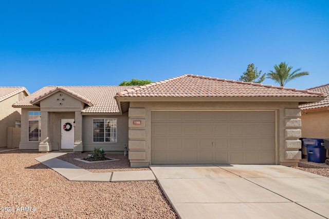 1381 W Gary Dr, Chandler, AZ 85224 - view of front facade featuring concrete driveway, stucco siding, a tiled roof, and an attached garage
