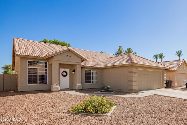 1381 W Gary Dr, Chandler, AZ 85224 - view of front of property with a tiled roof, a garage, stucco siding, and concrete driveway