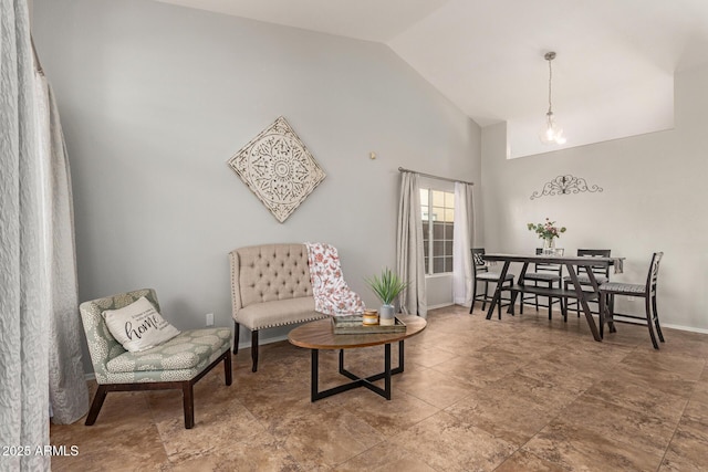 1381 W Gary Dr, Chandler, AZ 85224 - sitting room featuring high vaulted ceiling and baseboards