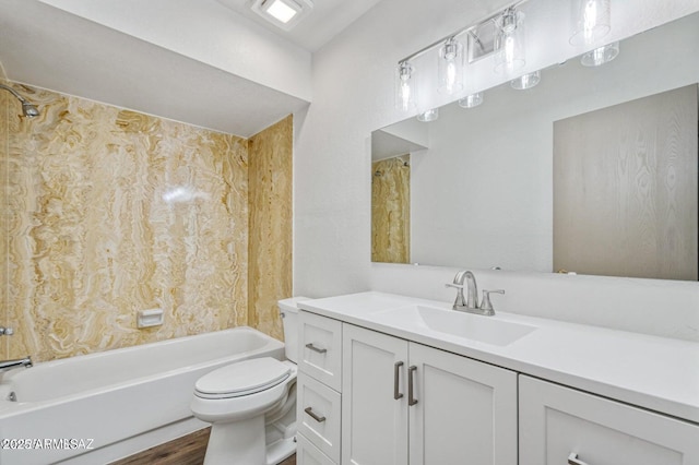8118 N Gibraltar Dr, Tucson, AZ 85704 - full bath with toilet, wood finished floors, vanity, and tub / shower combination