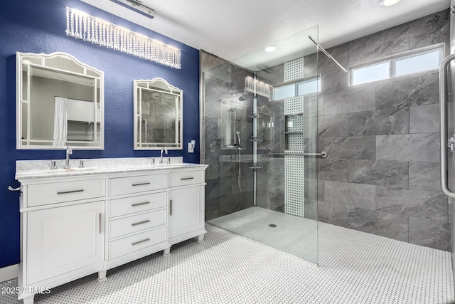 3913 E Derringer Way, Gilbert, AZ 85297 - full bath with a walk in shower, double vanity, and recessed lighting