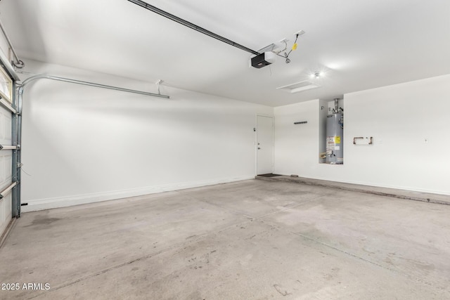 3913 E Derringer Way, Gilbert, AZ 85297 - garage featuring water heater, a garage door opener, and baseboards