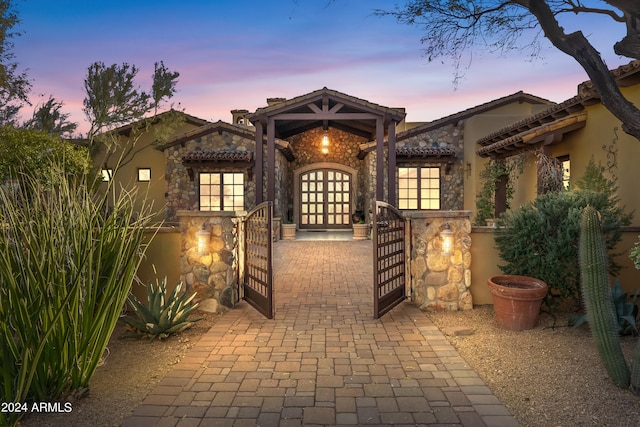 view of front of house featuring french doors