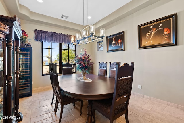 dining room featuring beverage cooler